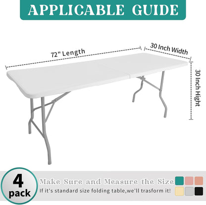 4 Pack 6 72 30 Inch Fitted Table Covers for Foot Tables - x Rectangle Table Cloth for Folding Tables Polyester Fabric
