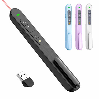 QUI Presentation Clicker for PowerPoint, RF 2.4GHz USB Wireless Presenter Remote with Volume Control, PowerPoint Clicker Slide Advancer for Mac, Windows, Laptop, Keynote
