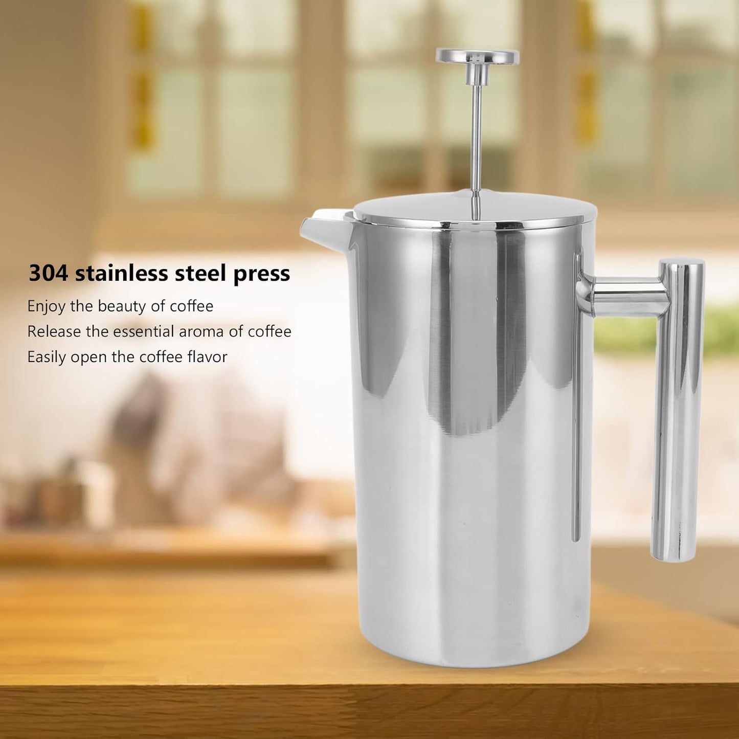 Stainless Steel Insulated Coffee Press, 800ML French Press Coffee Tea Maker, Rust-Free & Dishwasher Safe