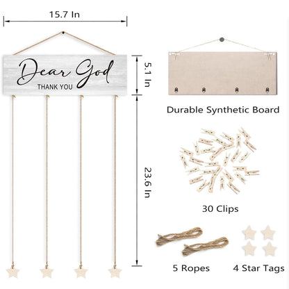 Orchroma Picture Frames Collage Wall Decor,Photo Collage Frame for Wall,Picture Hanging Kit,Christian Wall Art,Bible Picture Board,Dear God Thank You Hanging Photo Display with Clips