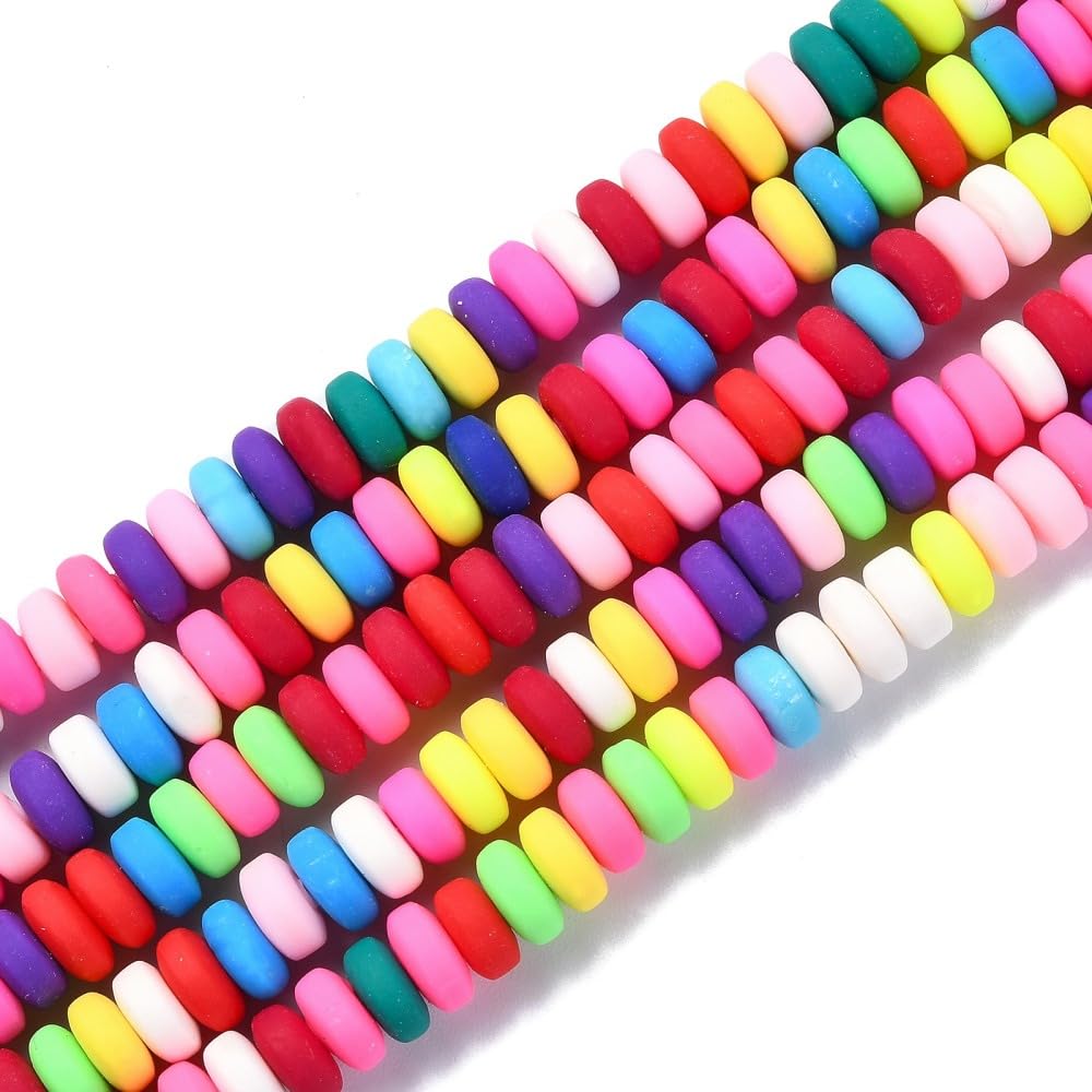 DanLingJewelry 1100Pcs 6-7mm Rondelle Flat Round Handmade Polymer Clay Lentil Beads Colorful Abacus Spacer Beads for Bracelet Jewelry Making
