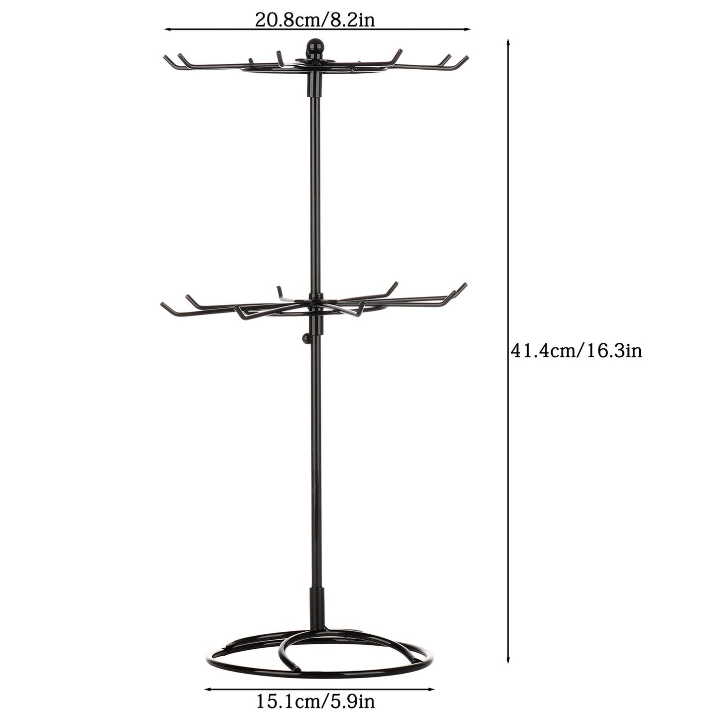 2 Tier Jewelry Display Holder,Retail Spinner Display Stand,Rotating Bracelet Storage Rack,Dressing Table,Black