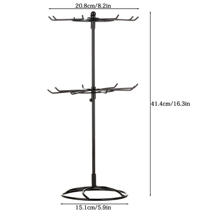 2 Tier Jewelry Display Holder,Retail Spinner Display Stand,Rotating Bracelet Storage Rack,Dressing Table,Black