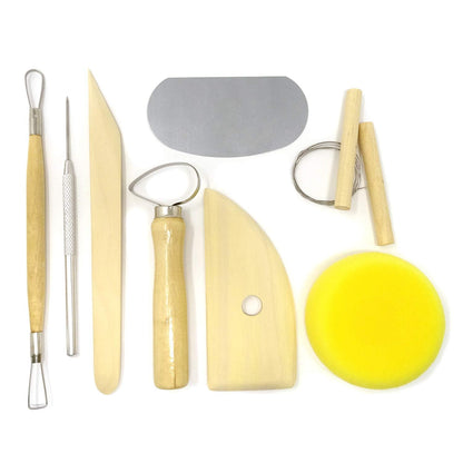 Honbay 8-Piece Wooden Pottery Clay Wax Tool Kit Carving Sculpting Modeling Tool Set