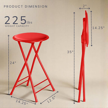 24-Inch 225lb Counter Lavish Home Folding Stool - Backless Stool with Capacity for Kitchen or Rec Room - Portable