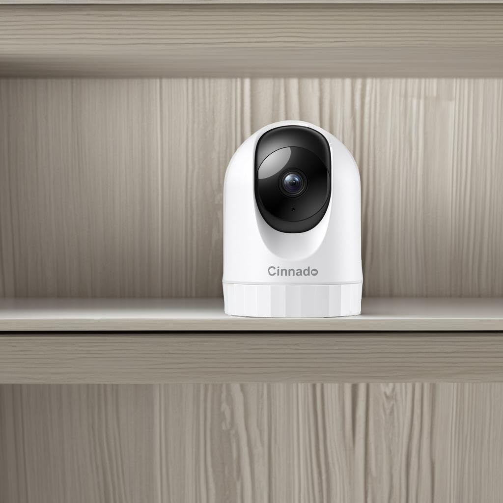 Cinnado Security Camera Indoor-2K 360° WiFi Cameras for Home Security，Pet/Dog/Baby Camera with Phone app, 2-Way Audio, Night Vision, 24/7 SD Card Storage, Works with Alexa & Google Home (2.4Ghz)-D1