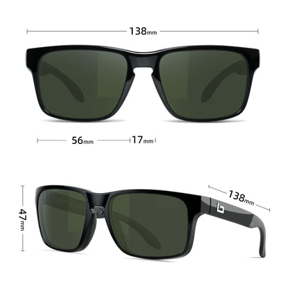 B.N.U.S Experience Unparalleled Visual Clarity – Corning Glass Lenses Polarized Sunglasses for Men and Women(Black/G-15 Polarized)