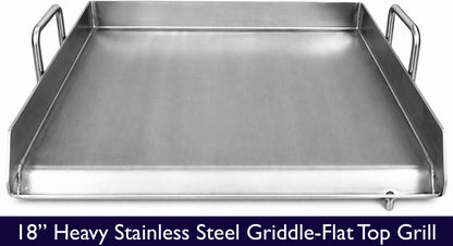 Stainless Steel Propane Deep Fryer and Griddle Grill-4 in 1-Deep Fryer-Steamers Food Warmers-Ideal for Burger Grill, Fries, and Chicken Wings Station-Taco Cart-With Hose & Regulator + Thermometer