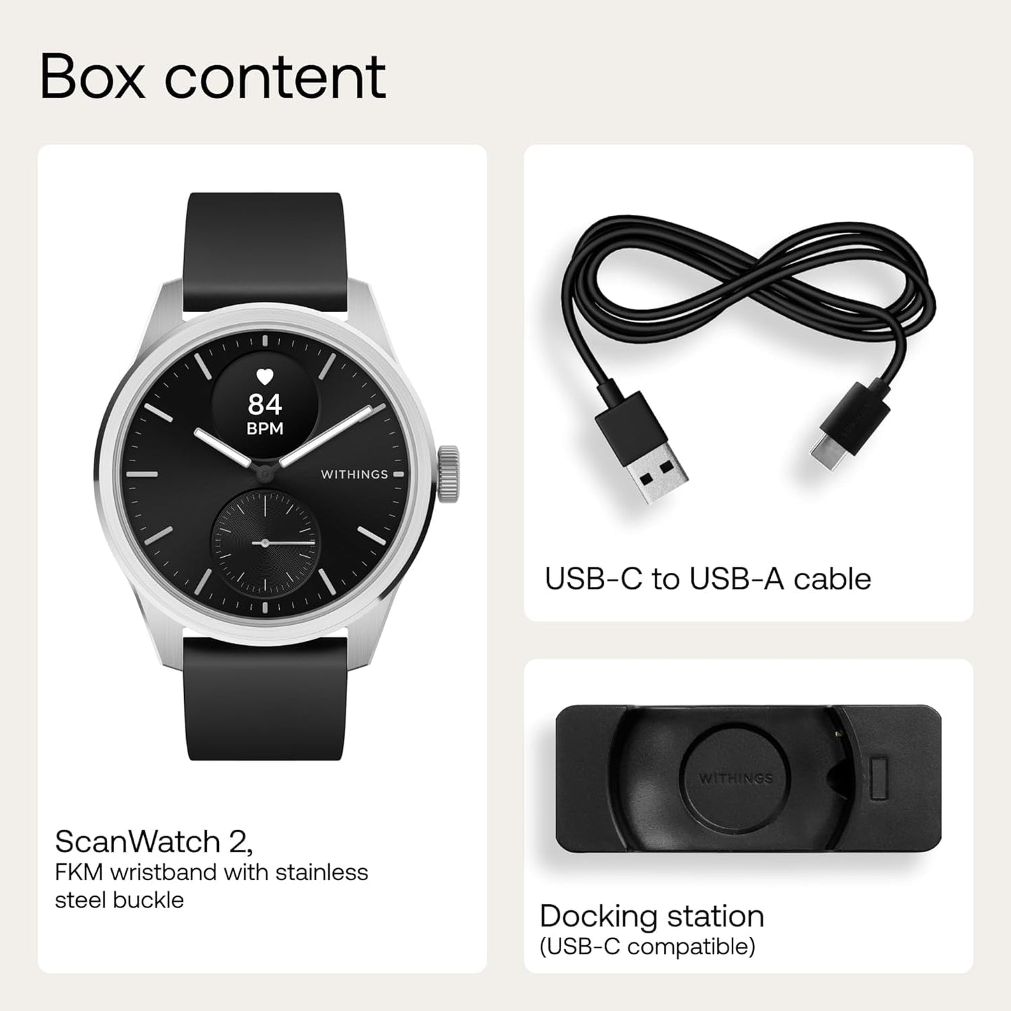 WITHINGS ScanWatch 2 - Women's Men's Health Smartwatch, ECG, SpO2, Temperature, Sleep Tracking, Respiratory Health, Waterproof, 30-Day Battery, 30-Day Battery, Android & iOS