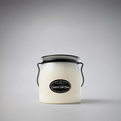 Milkhouse Candle Company Caramel Cold Brew Soy Candle - Cold Brew Coffee | Milk Chocolate | Caramel & Vanilla Scented - 16 oz Butter Jar with Lid, 65+ Hour Burn Time, Made in the USA