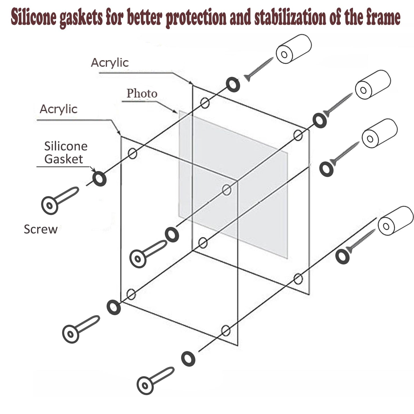 BFRed Acrylic Photo Frame 8.5X11in Brackets, Clear Picture Frames for Wall, Frameless picture Frames Lucite Transparent Square Cubes Floating Hanging Photo Frame