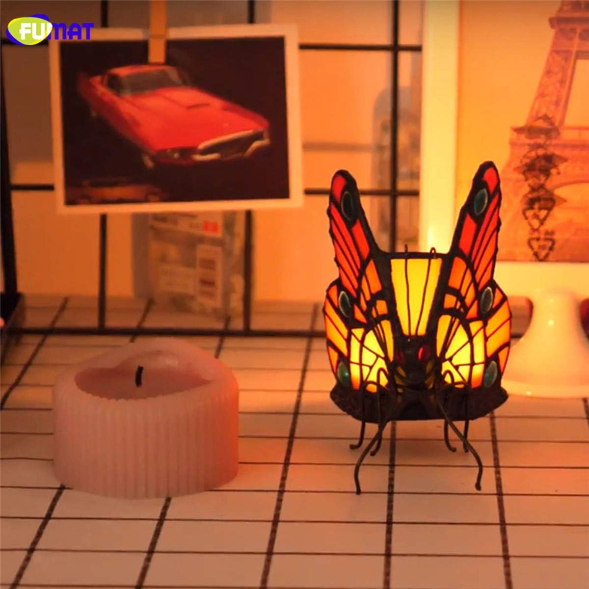 Tiffany Candle Holders Stained Glass Butterfly Table Centerpieces Tealight Holder Night Light Wedding Mother Girl