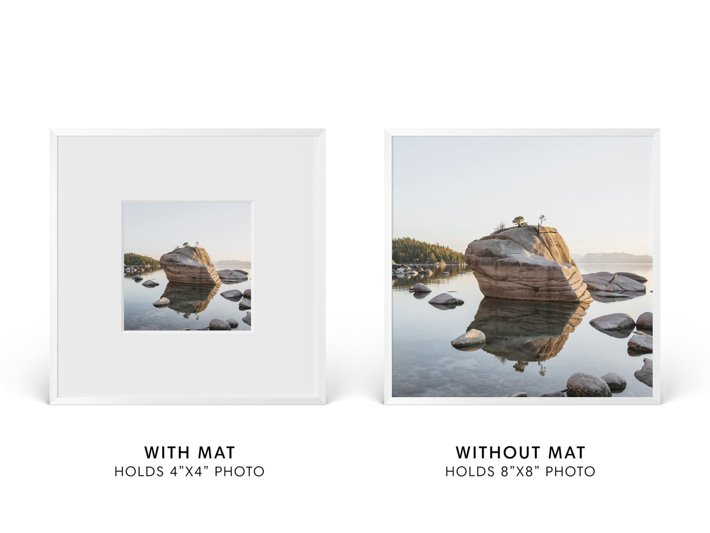 HAUS AND HUES 8x8 Picture Frame with Real Glass & White Premium-Grade Metal Matted to 4x4 - Aluminum Glass Hanging Frame - Includes Easel Back, Hanging Kit - Ideal for Home, Office (8x8 in, White)