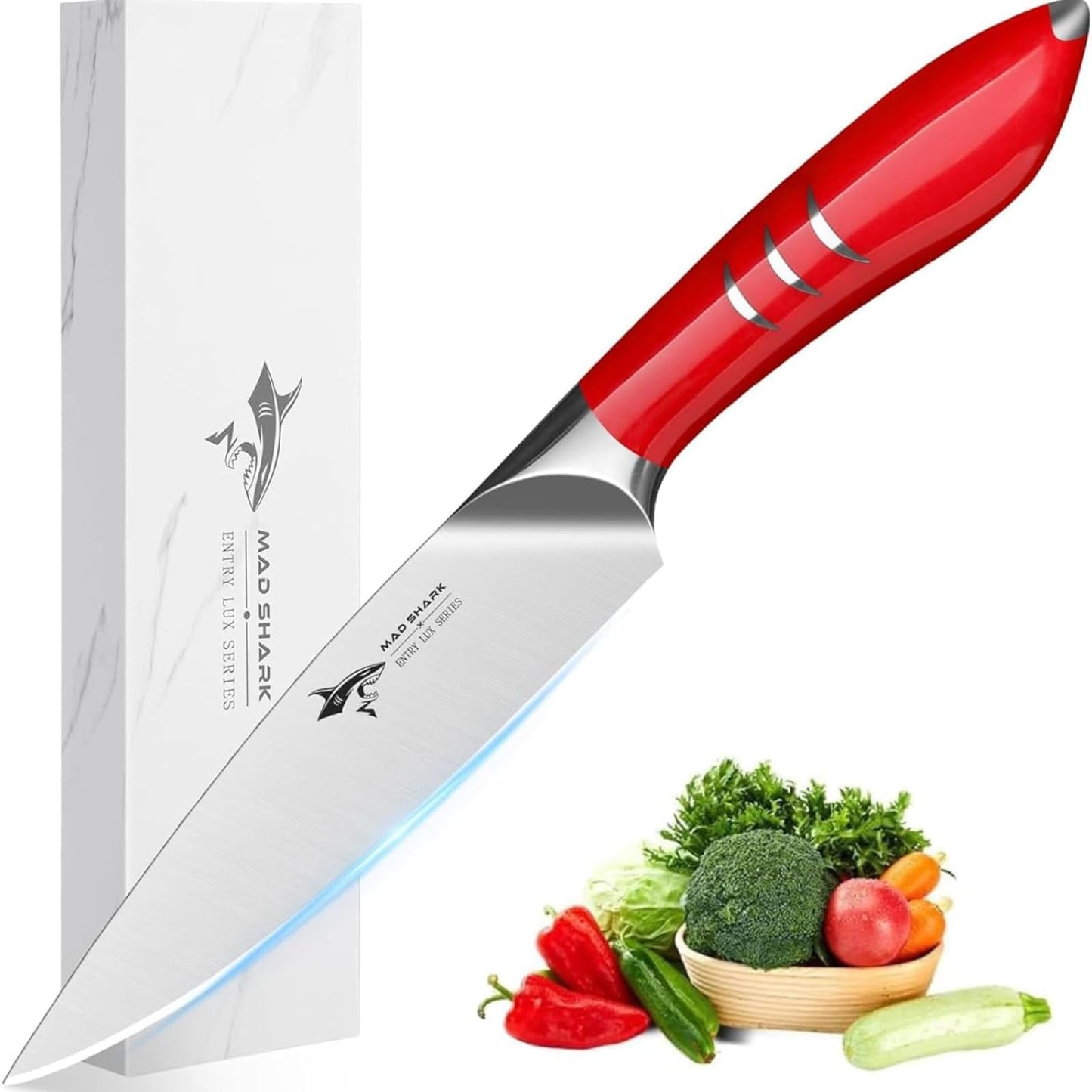 MAD SHARK Paring Knife 5 Inch Ultra Sharp, Small Kitchen Knife, German molybdenum-vanadium Stainless Steel, Ergonomic Handle Design, Chopping Knife for Precise Cutting, Peeling, Slicing