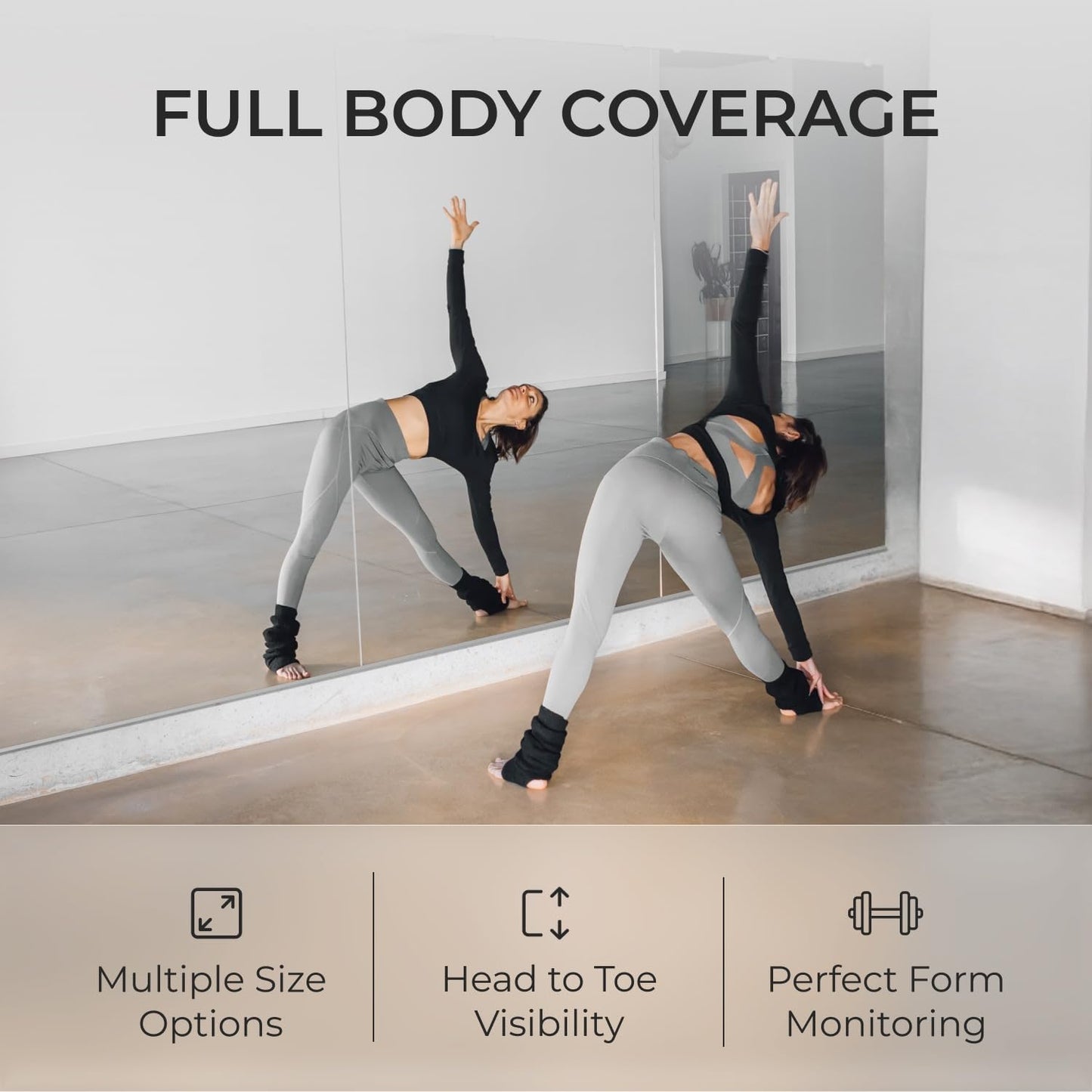 Fab Glass and Mirror Large Gym Mirror for Home Gym 48x32 - Full Length Ultra-Clear Annealed Glass Wall Mount - DIY Workout Display with Safety Backing - 1/4 Inch Low-Iron