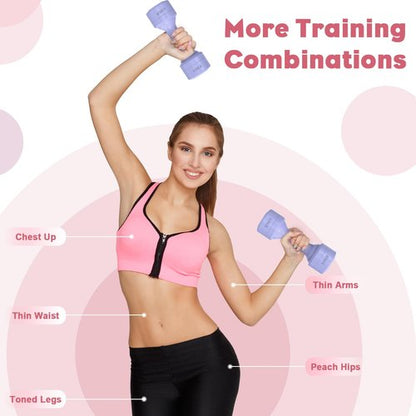 BOBAZREN Adjustable Dumbbell Set of 2, 11Lb/Pair Weights Dumbbells for Women, Each 2.2lb, 3.3lb, 4.4lb, 5.5lb Hand Weights Set for Home Gym Fitness Training (Purple)