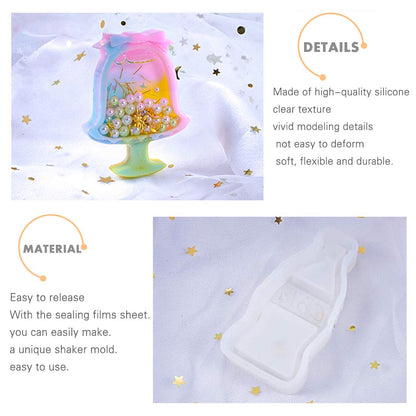 FineInno 10 Pcs Shaker Resin Molds,Jewelry Molds for Epoxy Resin, Quicksand Mold with 5 Resin Shaker Film,Pendant,Charms, Art Crfat Pendant DIY