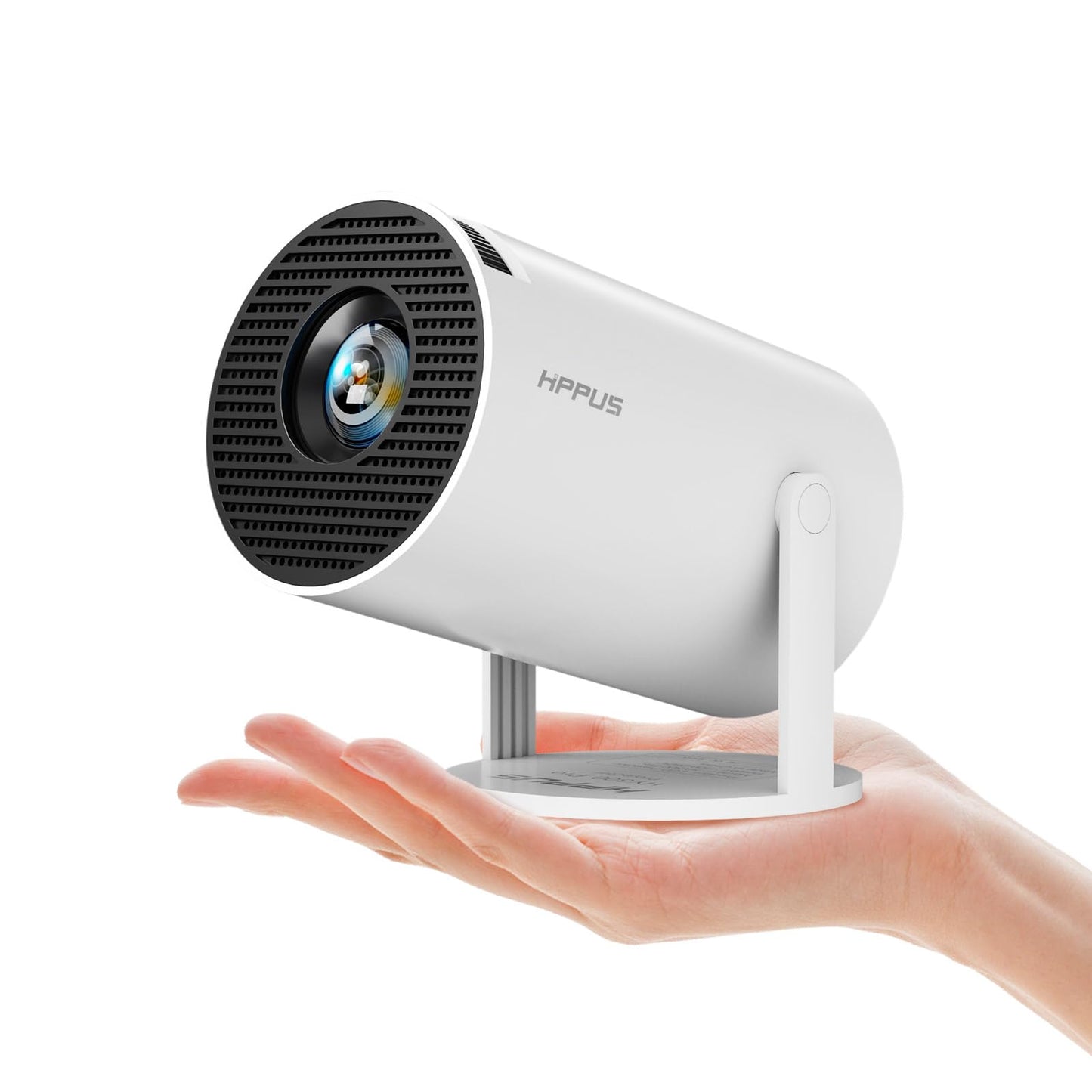 [180°Adjustable Stand] Smart Mini Portable Projector with WiFi and Bluetooth, Auto Keystone Upgraded 350ANSI, Android11.0, Ceiling, Outdoor Use, Compatible with TV Stick Smartphone/HDMI/USB(White）