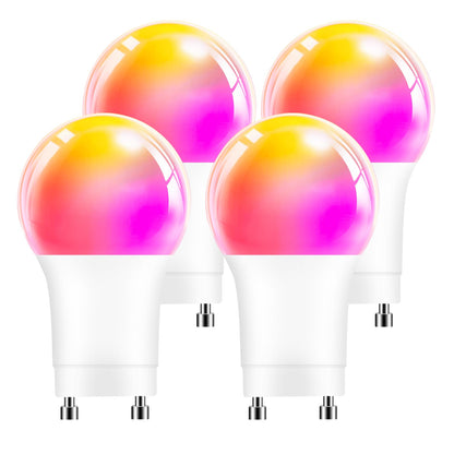 GU24 Smart Led Light Bulbs，4 Pack，A19 12W 1200LM Smart Bluetooth 2 Prong Led Light bulb，Dimmable Music Sync RGBCW Color Changing LED Bulb，2700K-6500K Dimmable ，APP Control(Not Support Alexa)