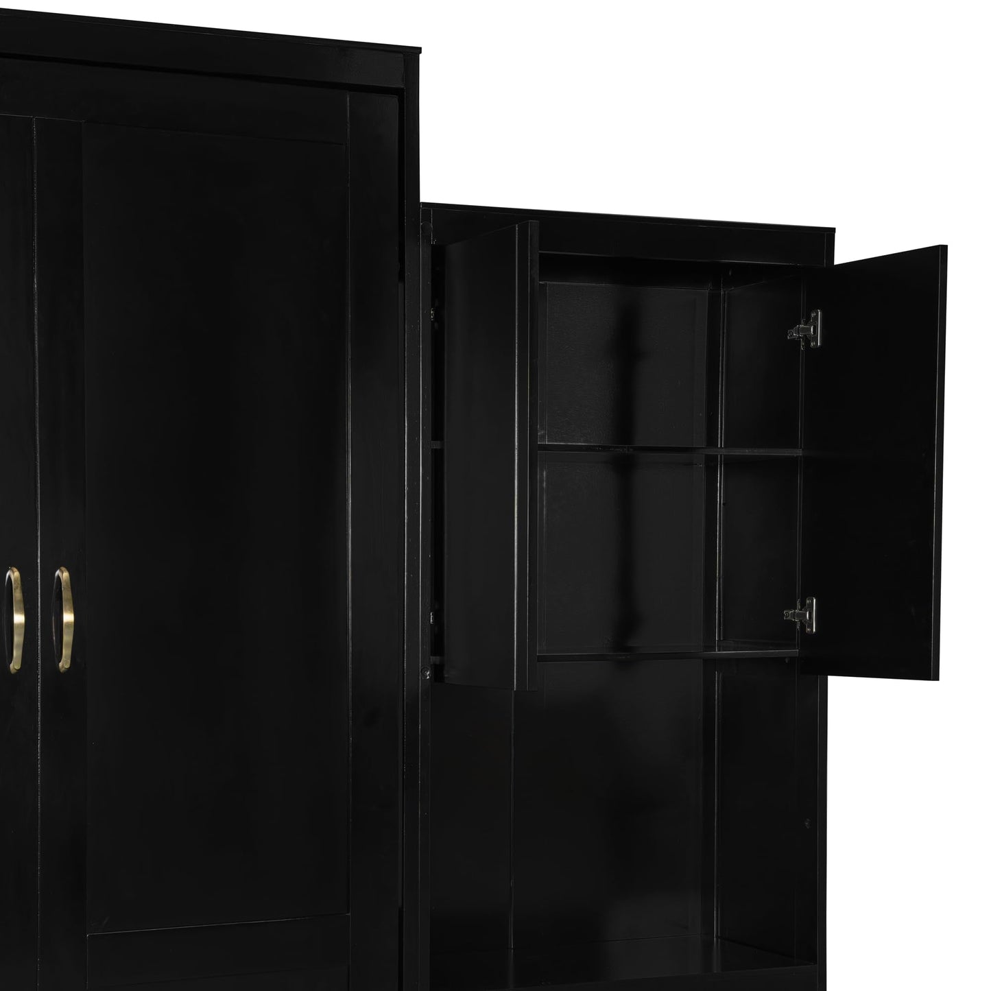 Ball & Cast Murphy Bed Queen Size,Wood Storage Hide Cabinet Wall Beds with Desk and Vanity,Space-Saving Bedroom Furniture w/Cabinets & Mirror,can be Folded for Home Office,Study,Guest Room,Espresso