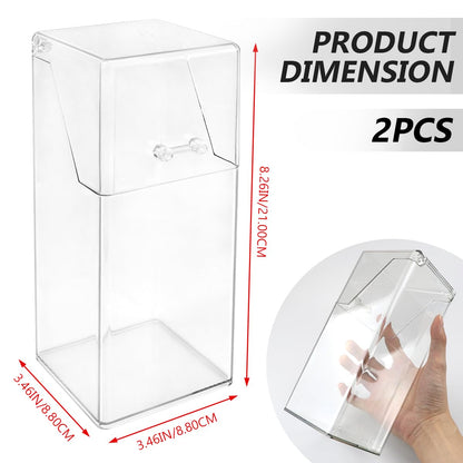 Katigate 2Pcs Acrylic Makeup Brush Organizer with Lid, Clear Makeup Brush Holders Brush Storage Dust Proof Box Makeup Organizer for Dressing Tables and Vanity