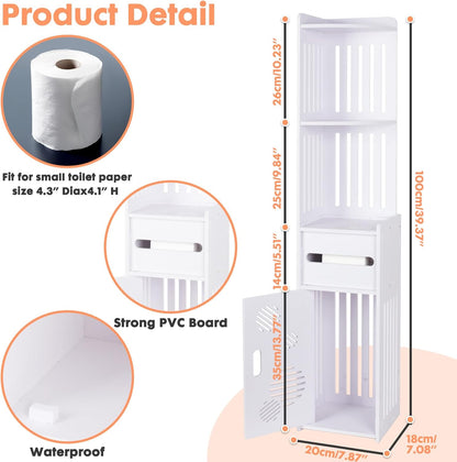 39.37 7.87 7.08 inch ShellKingdom Toilet Paper Holder Stand, Tall & Slim Bathroom Storage Cabinet, Freestanding Corner