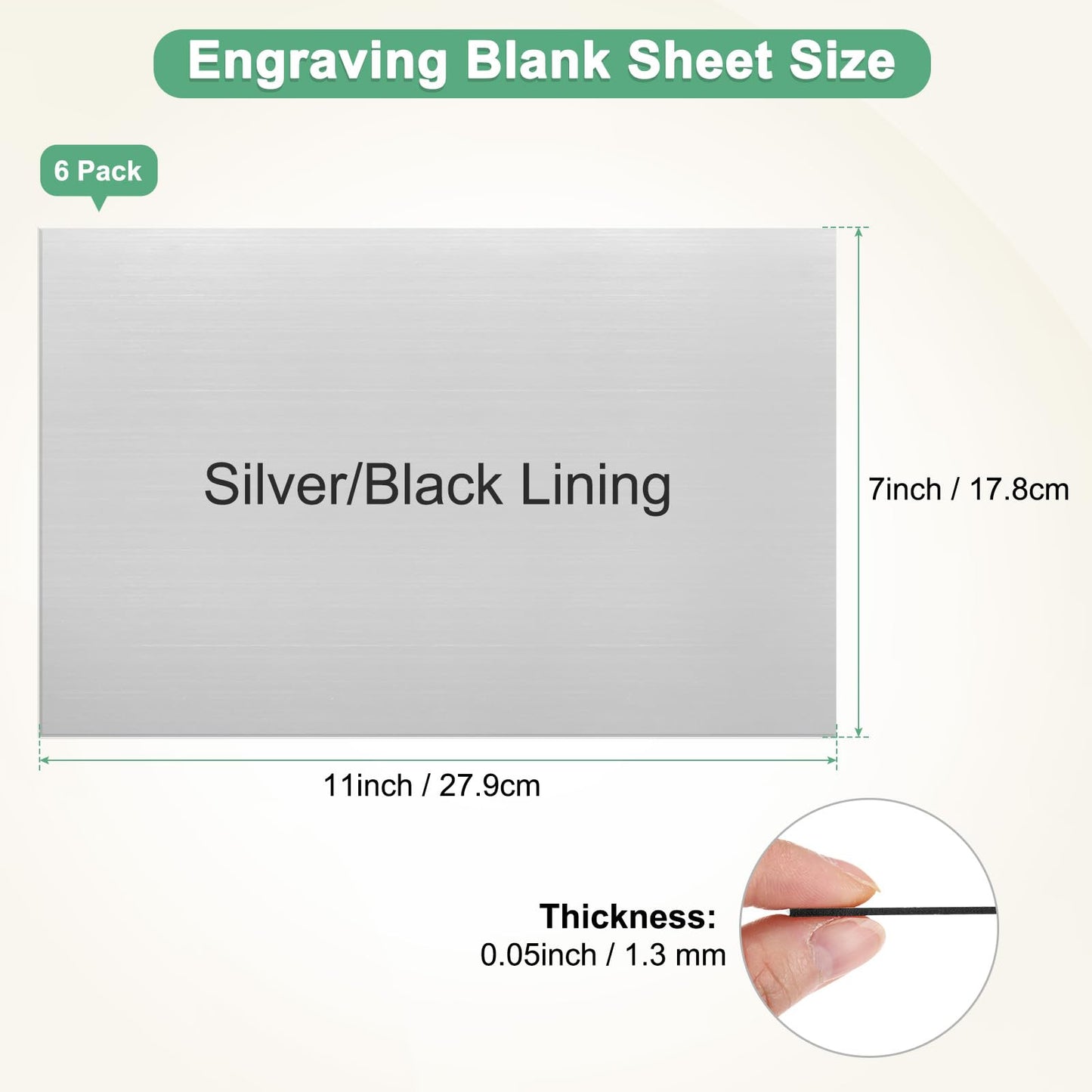 M METERXITY 6-Pack Engraving Blank Materials Double Color 7x11 Inch, 1.3mm Thick ABS Plastic Sheet Name Plate for Door/Office/Desk/Wall/Yard Sign/DIY Carving/Laser Cutting[Silver/Black]