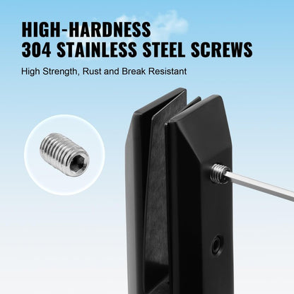 VEVOR Square Glass Railing Bracket - 4 PCS, 304 Stainless Steel, 5/16"-1/2" (8-12mm) Glass Clamp for Balcony, Garden, Deck, Stair