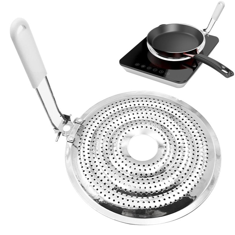 Heat Diffuser,Stainless Steel Heat Diffuser With Cool Touch Handle for Gas and Electric Stove Induction Cooktop Compatibility Simmer Plate Even Heat Distribution Food Warmer(size:7.99 x 7.36inch)