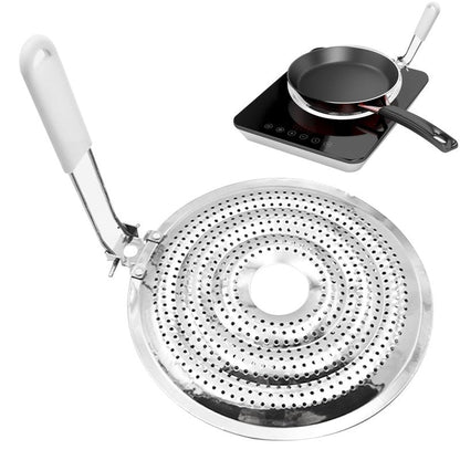 Heat Diffuser,Stainless Steel Heat Diffuser With Cool Touch Handle for Gas and Electric Stove Induction Cooktop Compatibility Simmer Plate Even Heat Distribution Food Warmer(size:7.99 x 7.36inch)