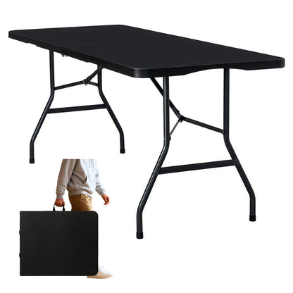 Vampire Killer Folding Table 6ft Foldable Table with Built in Handle & Steel Legs / 6FT Heavy Duty Folding Portable,Perfect for Party, Dining Indoor/Outdoor Events, Tailgating & Backyard BBQ, Black