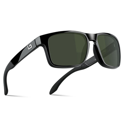 B.N.U.S Experience Unparalleled Visual Clarity – Corning Glass Lenses Polarized Sunglasses for Men and Women(Black/G-15 Polarized)