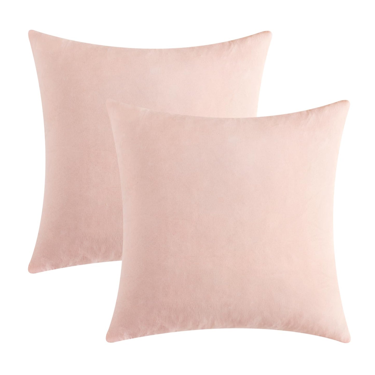 Woaboy Set of 2 Outdoor Waterproof Throw Pillow Covers Spring Valentine Decorative Farmhouse Linen Pillowcases Solid Cushion Cases for Patio Bedroom Living Room Sofa Chairs Light Pink 18x18 Inch
