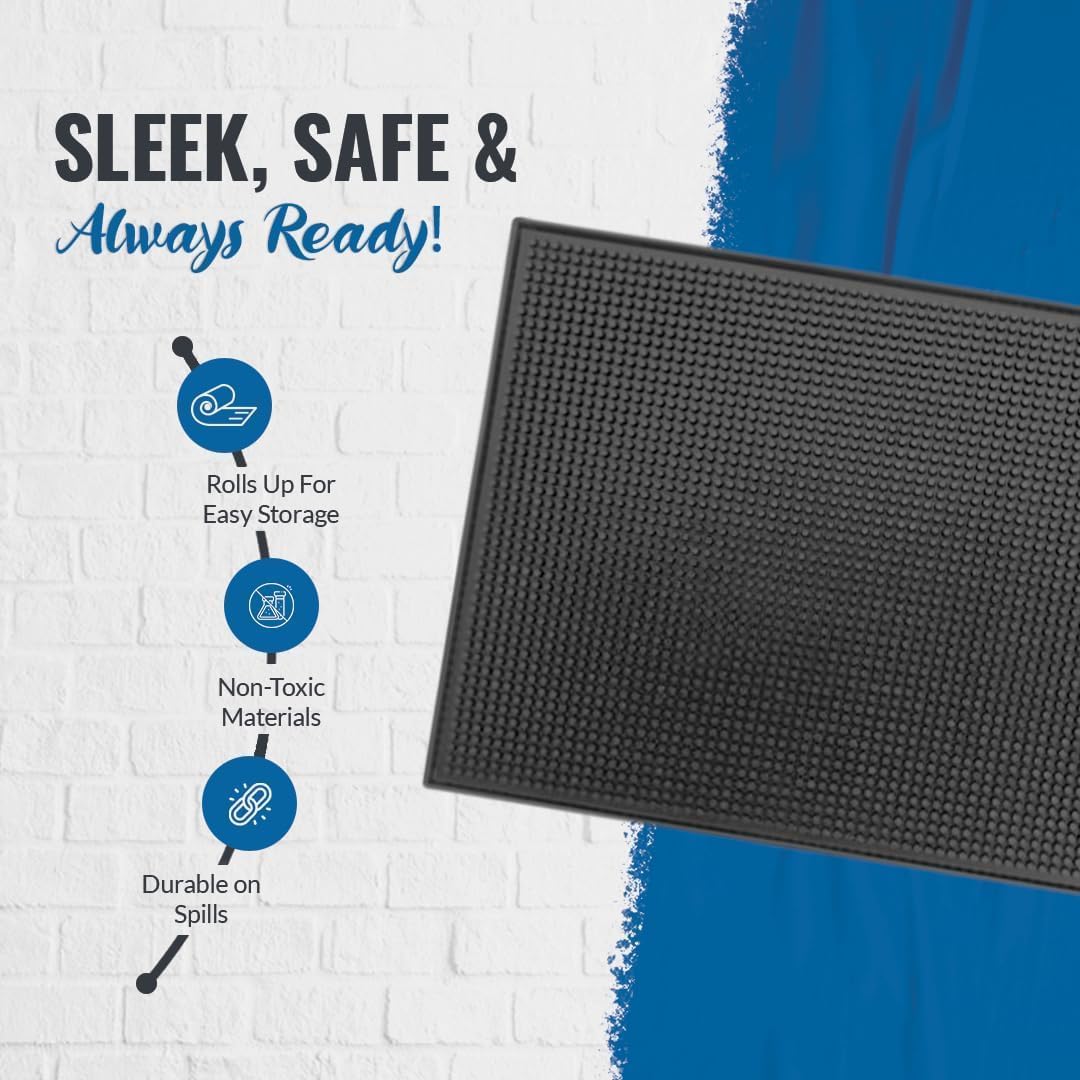 Countertop 18" 12" (2 Rubber Bar Mats for by ProTensils - x Black Bar Mats for Bartending, Bar Service Mat, Home Bar
