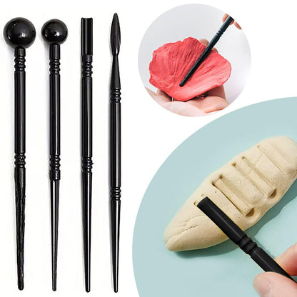 25Pcs Clay Sculpting Tool Set, Polymer Clay Kit with Ball Stylus Pens, Wooden Carving Tools, Dotting Pens & Smoothing Sponge, Multi-Function Craft Tools for Pottery, Ceramic & Nail Art
