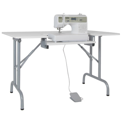 Studio Designs Folding Multipurpose Sewing & Craft Table w/ Machine Shelf, White