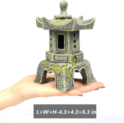 Zen Garden Decor Pagoda Lantern Statue for Outdoor Patio, Bonsai Plant Pots Japanese Yard Sculpture