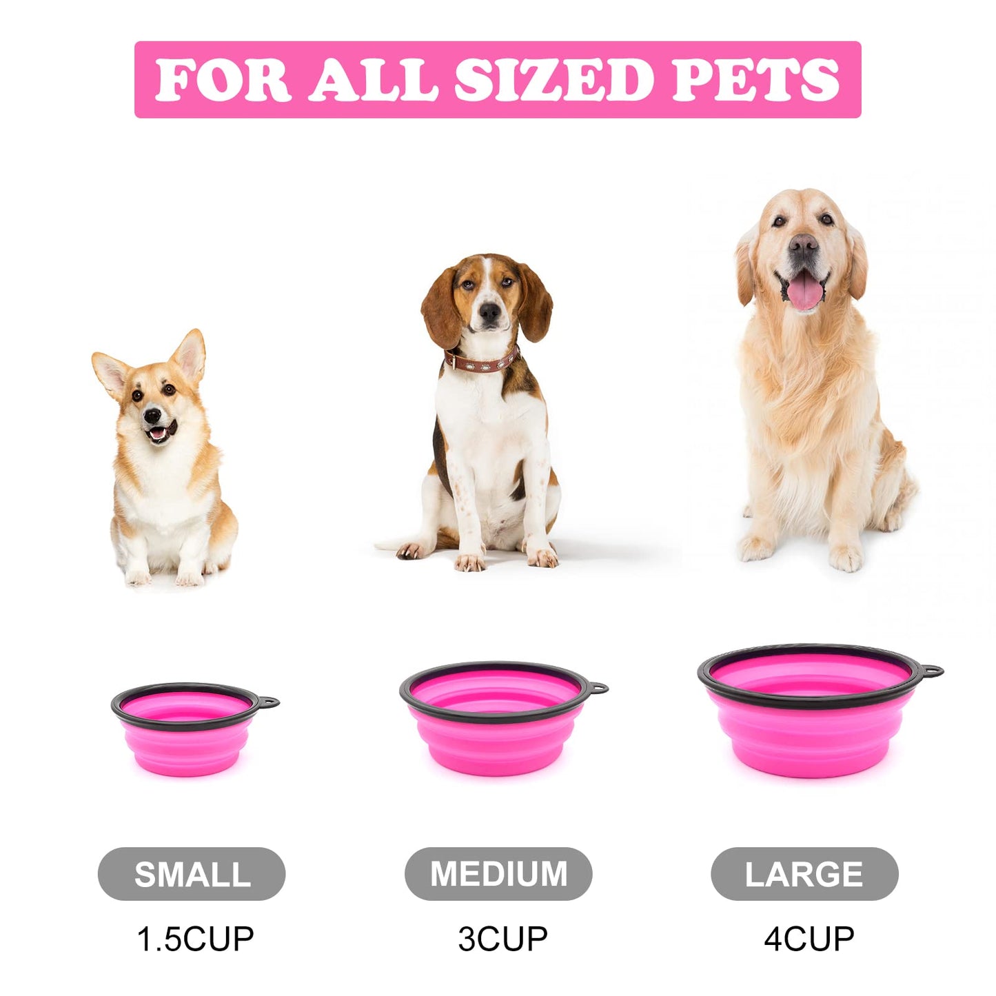 2-Pack Small Dog Travel Bowl, Collapsible Bowls for Dogs, Foldable Cat Water Bowl, Portable Pet Feeding Watering Traveling Dish (Black & Orange)