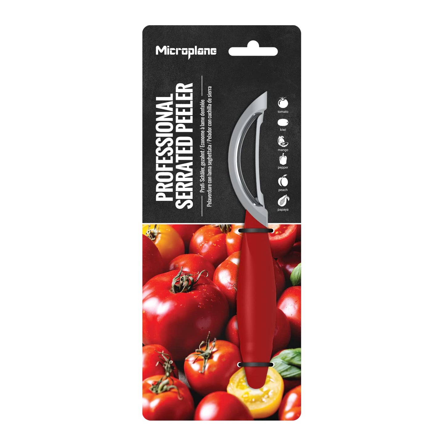 Microplane Professional Serrated Swivel Peeler for Tomato and Kiwi, for Right and Left Hand Use
