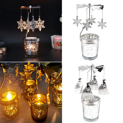 Rotary Candle Holder, Spinning Windmill Candlestick Carousel Candle Tea Light Holder with Romantic Candlestick Ornament for Wedding Party Christmas Home Decor