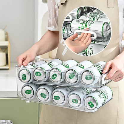 Upgrade 2-Tier Rolling Soda Can Storage Organizer, Tall Skinny Soda/Pop Cans Dispenser for Refrigerator, Plastic