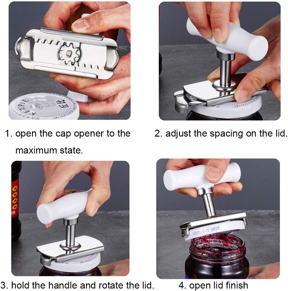 Caliamary Jar Opener for Seniors with Arthritis, Adjustable Stainless Steel Lids Off Easy Opener