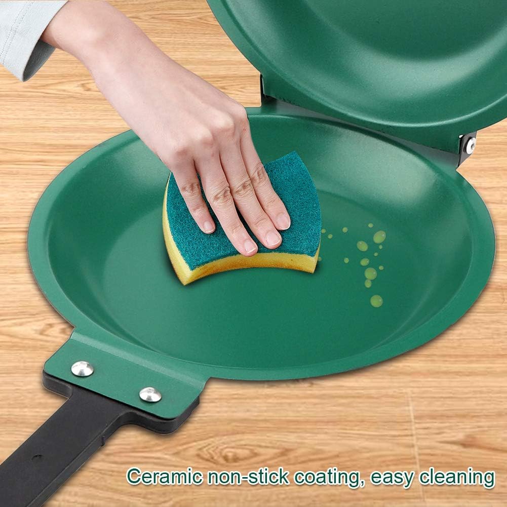 Fdit Double Side Non-stick Ceramic Coating Flip Frying Pan, Pancake Maker for Household Kitchen Cookware