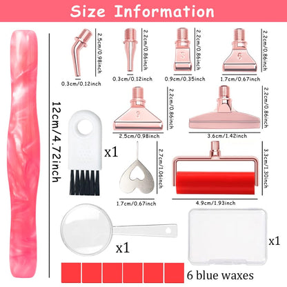 Praise V Do Diamond Painting Art Drill Pen Kit with Screw Stainless Steel Rose Metal Tip Nibs Placers Roller Tool Accessories, Diamond Art Pen for 5D Diamond Paint Bead Dot NeonPink