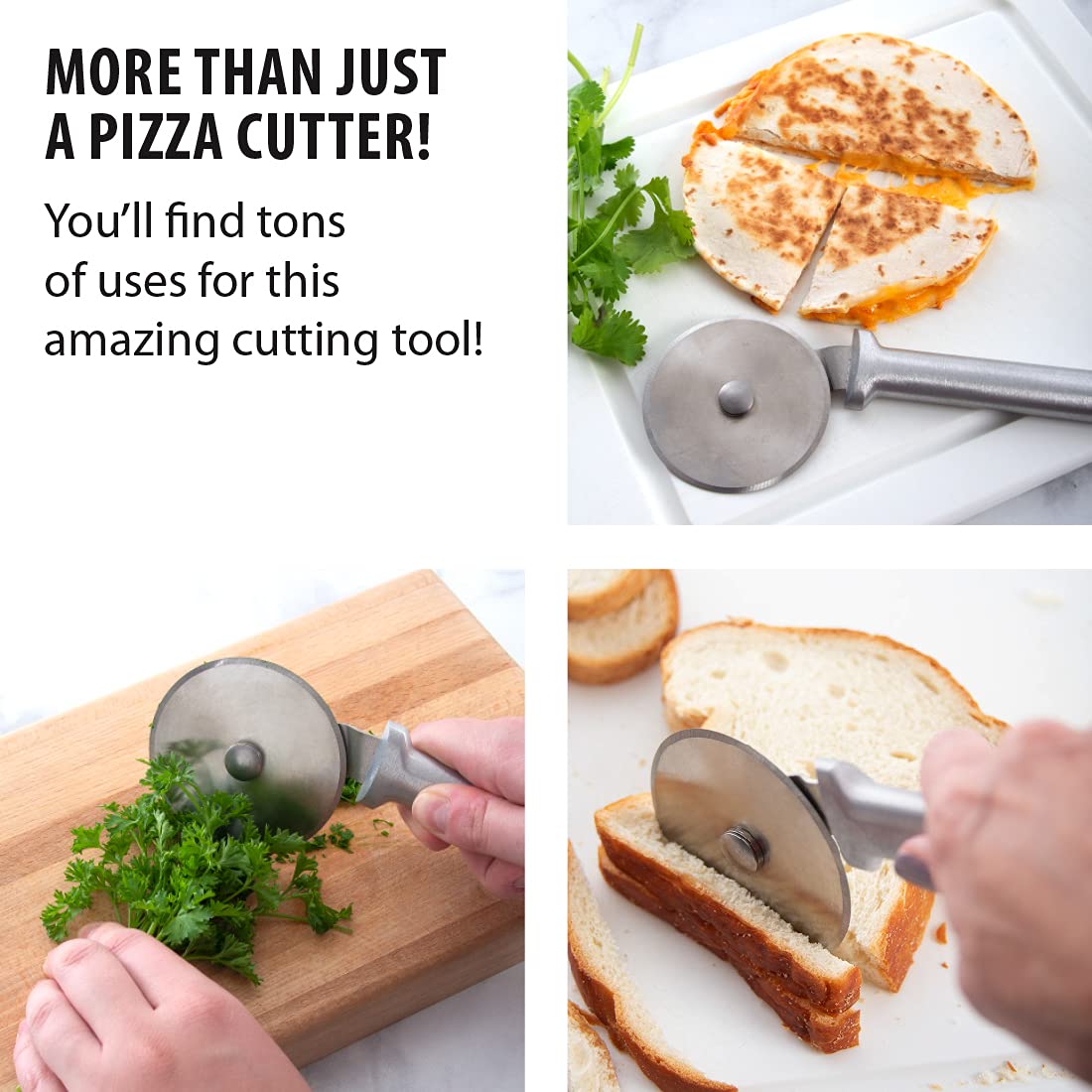 Rada Cutlery Pizza Cutter (R121), 3" Stainless Steel Wheel, Silver Handle