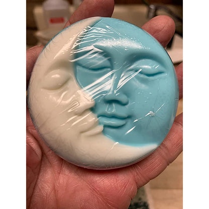 Hedume 3 Pack Sun & Moon Silicone Soap Molds, 4 Cavity Sun & Moon Face Soap Molds, Crescent Moon Face Silicone Soap Mold for Handmade Bath Bombs, Lotion Bar, Polymer Clay, DIY Resin Making