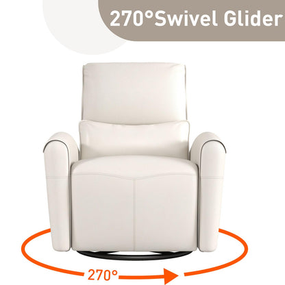 Bonzy Home Power Swivel Rocker Recliner Chair with USB Port, 23.2" Wide Seat, Fixed Lumbar Support, Upholstered Glider Chair for Nursery Living Room, Beige