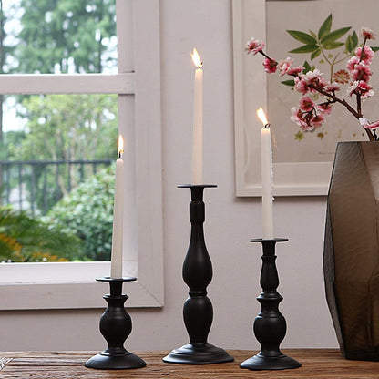 XILIN-1987 Candle Holderss European Classical Candle Holder Black and White Single Head Candlestick Court Wrought Iron Home Furnishings Decorative Candlestick (Color : A)
