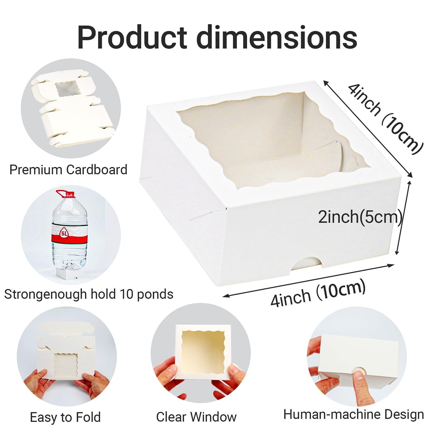SLShePack 80 Pack 4x4x2 Inches Small Bakery Treat boxes Cookies Boxes Mini Baking Boxes for Cake,Pie, Cinnamon Roll Treat,Chocolate Truffle Box Party Wedding Favor