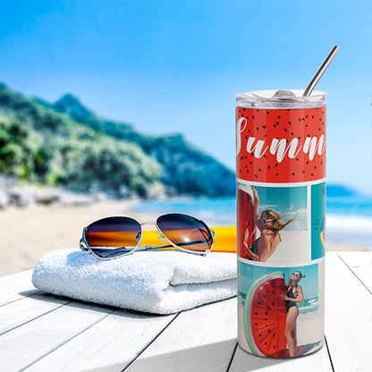 PYD Life 24 Pack Sublimation Tumblers Blanks Skinny 20 OZ White Straight Bulk Stainless Steel Cups with Metal Straw and Lid for Tumbler Heat Press Machine Sublimation Print